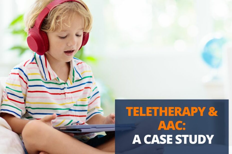 child doing speech teletherapy with aac