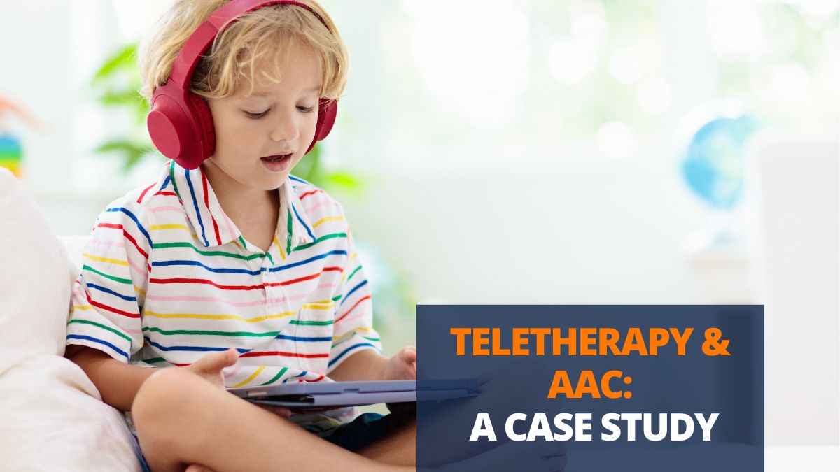 child doing speech teletherapy with aac
